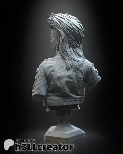 Rogue Amendiares Bust - Cyberpunk 2077 - 3D printed miniature detail view