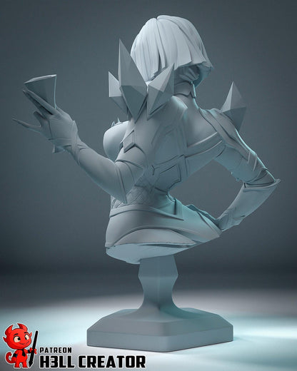 Emma Frost Bust - Marvel Rivals - 3D printed miniature detail view