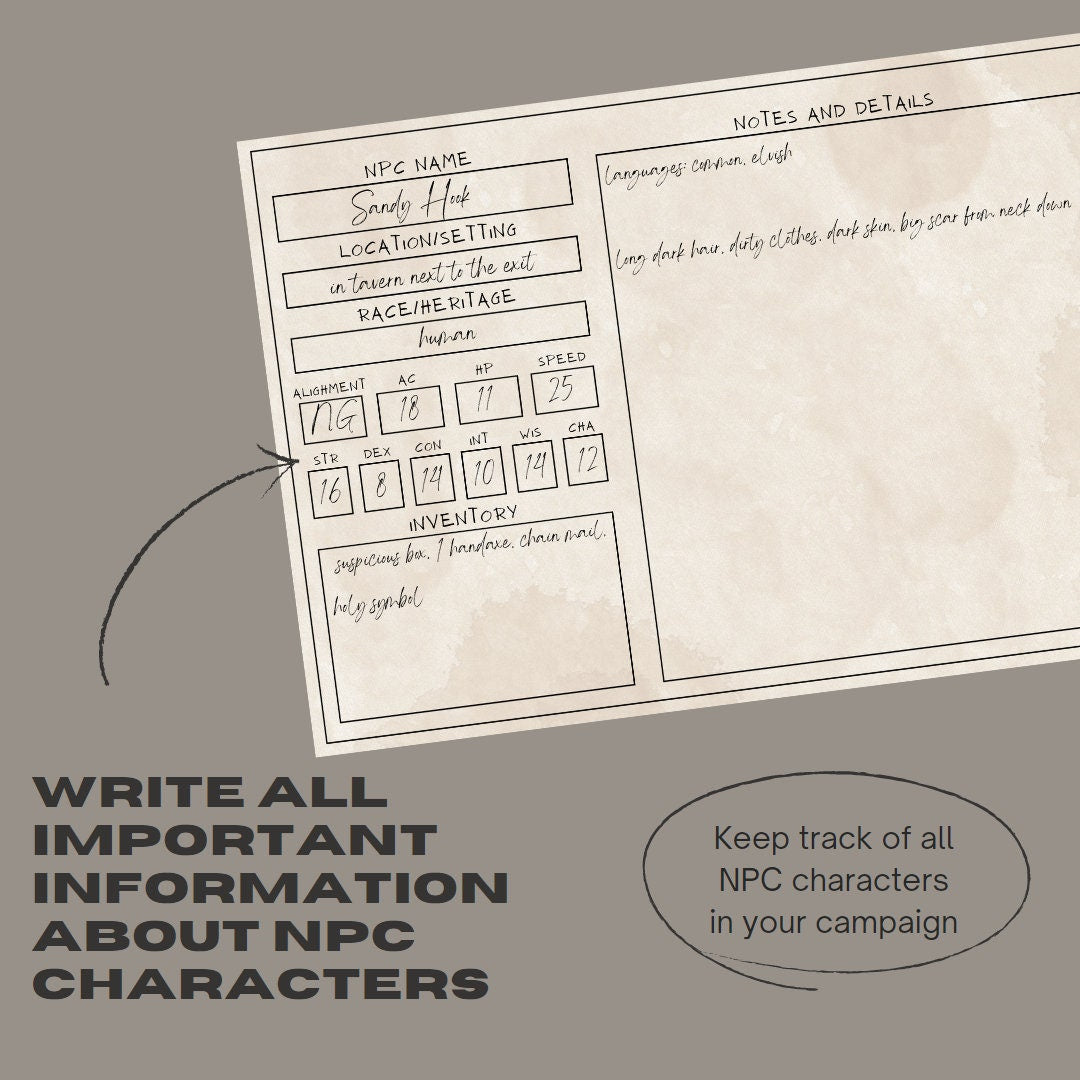 Fillable NPC Cards - digital product alternate preview