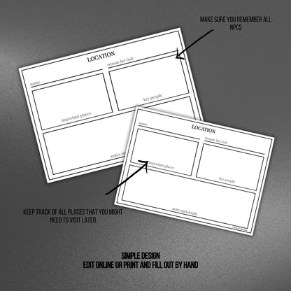Location Card - printable tabletop RPG resource preview