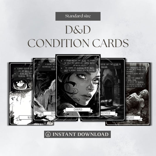 D&D 5e Condition Cards Printable Set - digital download preview