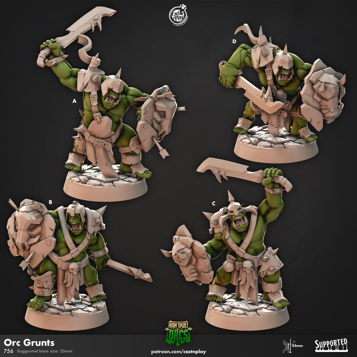 Orc Fighter Miniature - resin tabletop miniature front view