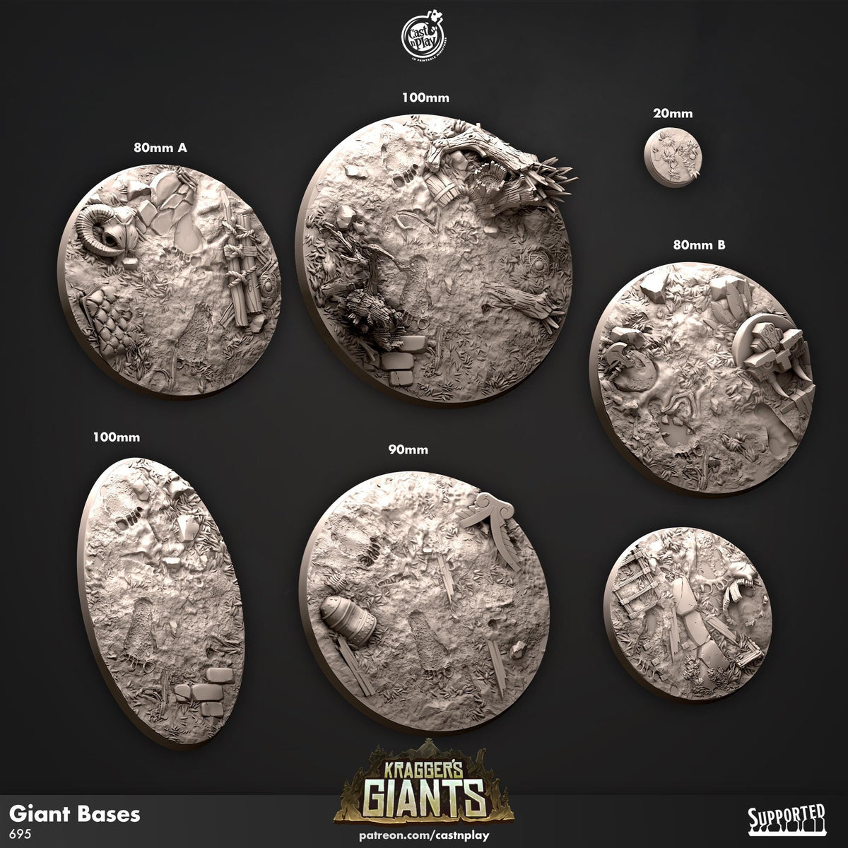 Kragger's Giants Miniature Bases - resin tabletop miniature front view
