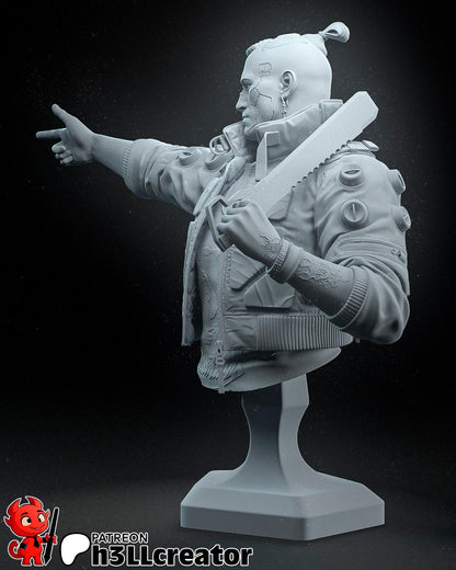 Jackie Welles Bust - Cyberpunk 2077 - 3D printed miniature detail view