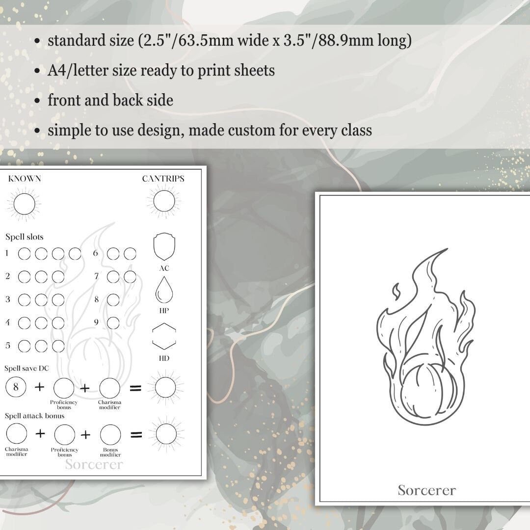 Spell Tracker - printable tabletop RPG resource preview