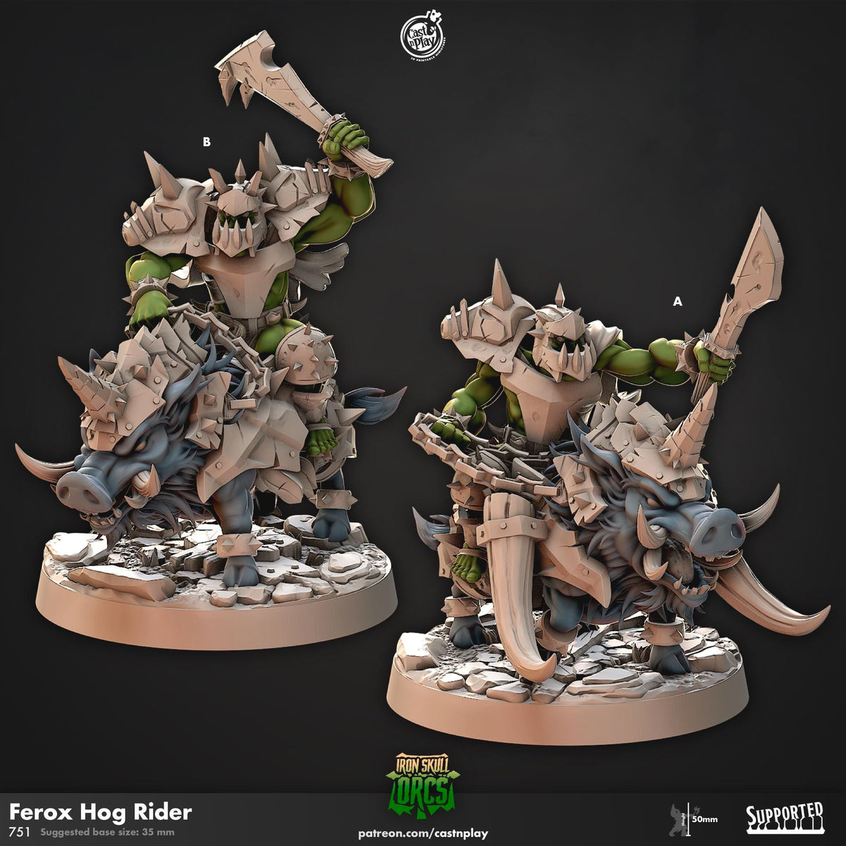 Orc Fighter Miniature - resin tabletop miniature front view