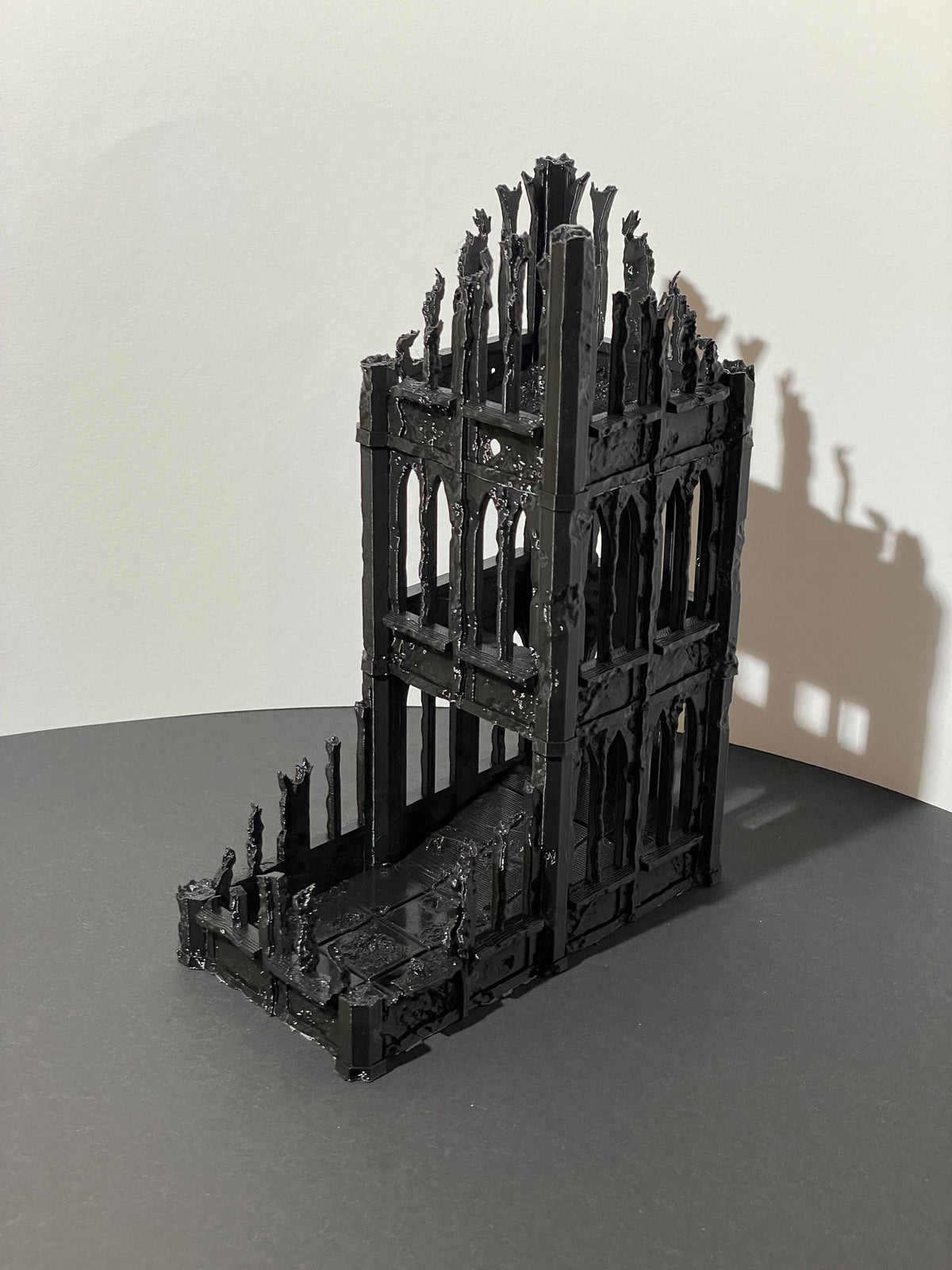 Ancient Gothic Ruin Dice Tower - 3D printed miniature detail view