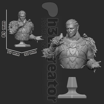 Halsin Bust - Baldur's Gate 3 - paintable tabletop miniature product view