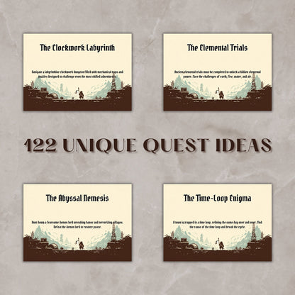 Quest Ideas Cards - printable tabletop RPG resource preview