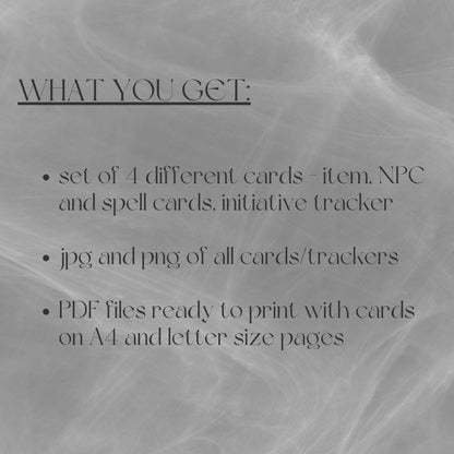 Fillable Cards Set - printable tabletop RPG resource preview