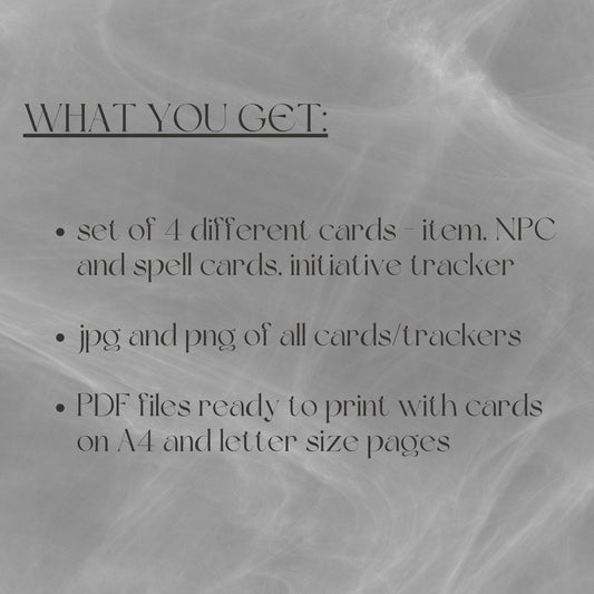 Fillable Cards Set - printable tabletop RPG resource preview