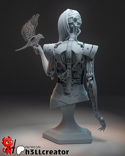 Songbird Bust - 3D printed miniature detail view