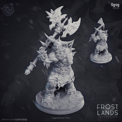 Human Barbarian Miniature - resin tabletop miniature front view