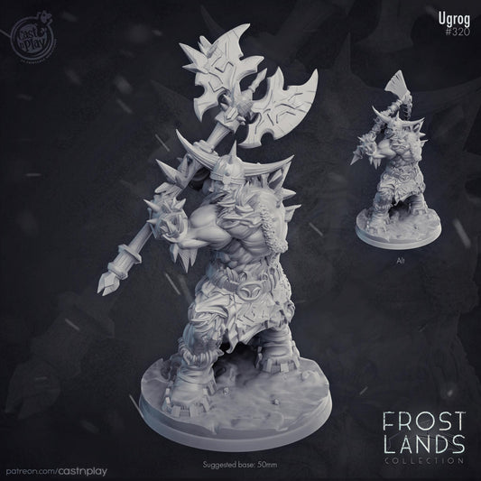 Human Barbarian Miniature - resin tabletop miniature front view