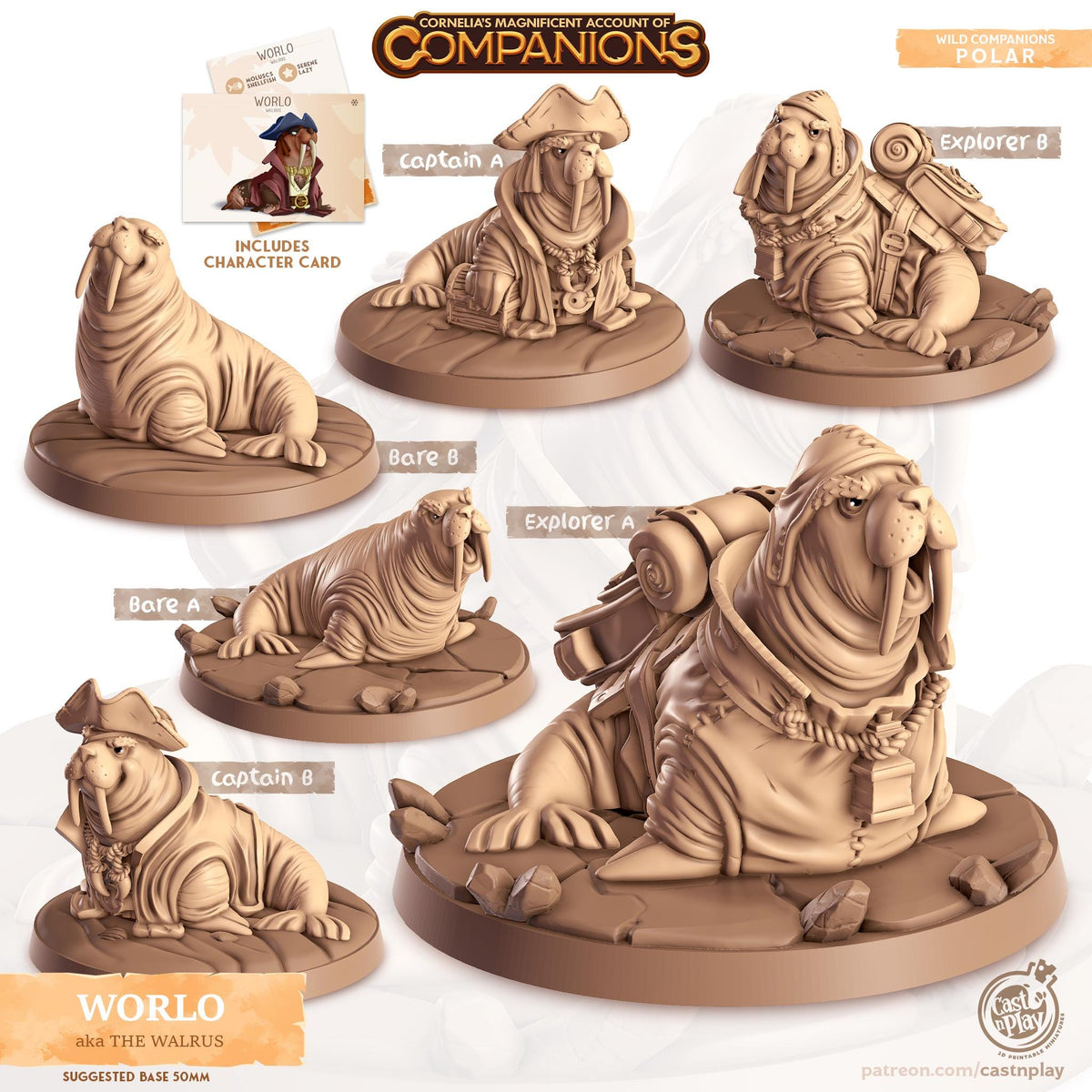 Walrus Bird Animal Companion Miniature - resin tabletop miniature front view