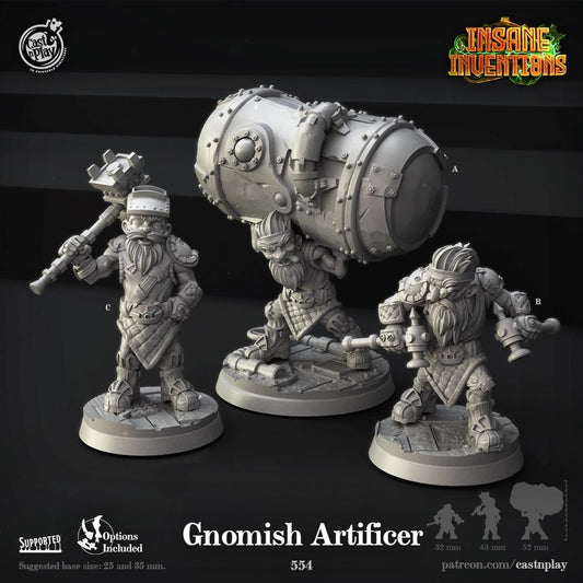Gnome Artificer Miniature - resin tabletop miniature front view