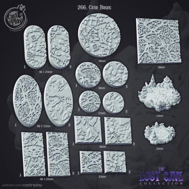 The Lost Cave Bases Set - resin tabletop miniature front view