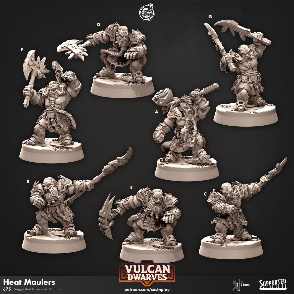 Dwarf Fighter & Barbarian Miniature - resin tabletop miniature front view