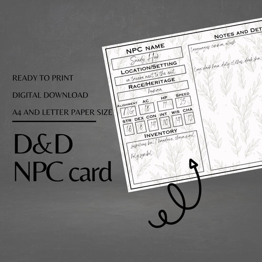 Fillable NPC Cards - digital download preview
