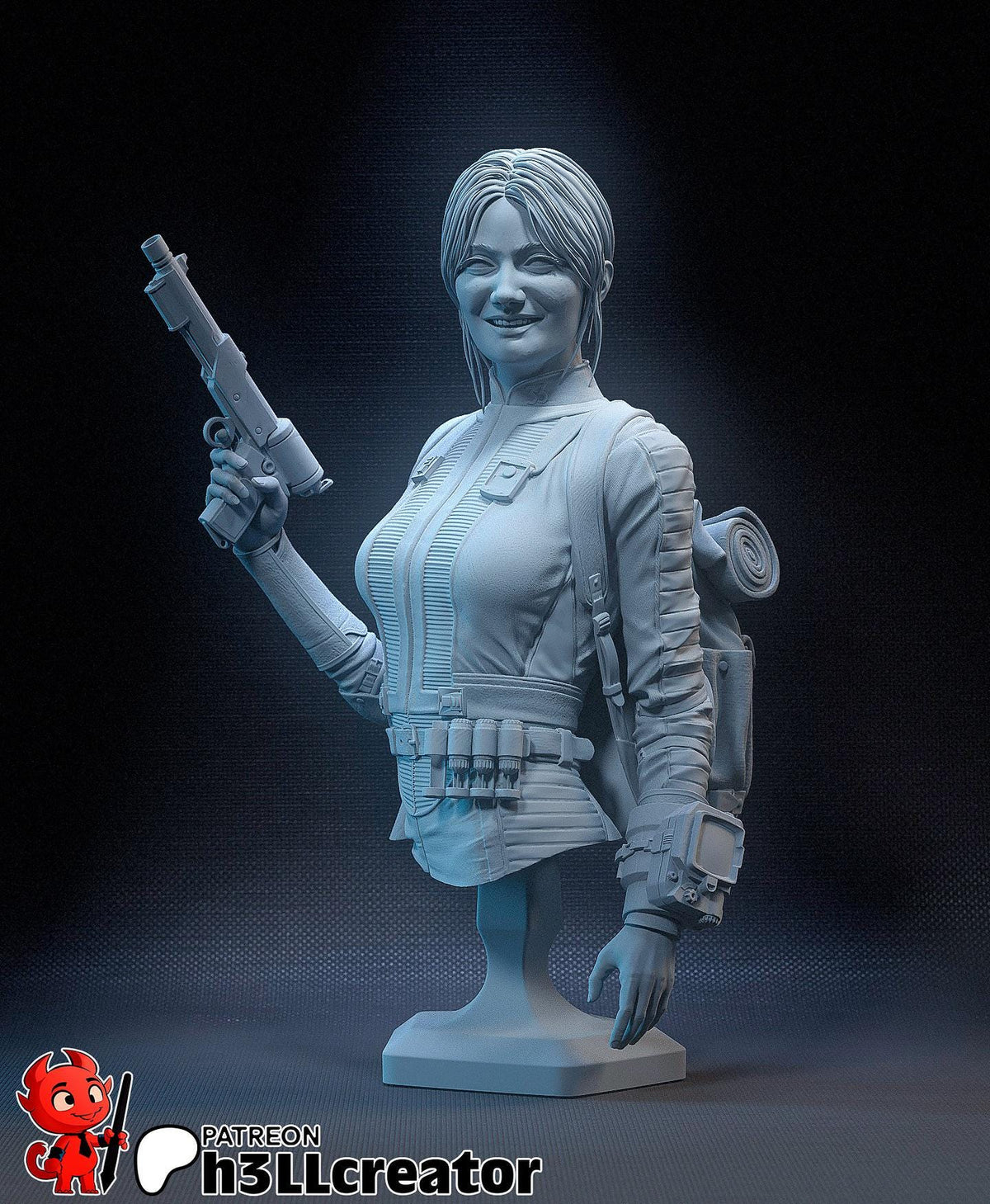 Lucy MacLean TV Character Fallout Bust - resin tabletop miniature front view