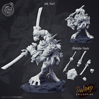Grung Paladin Miniature - resin tabletop miniature alternate angle