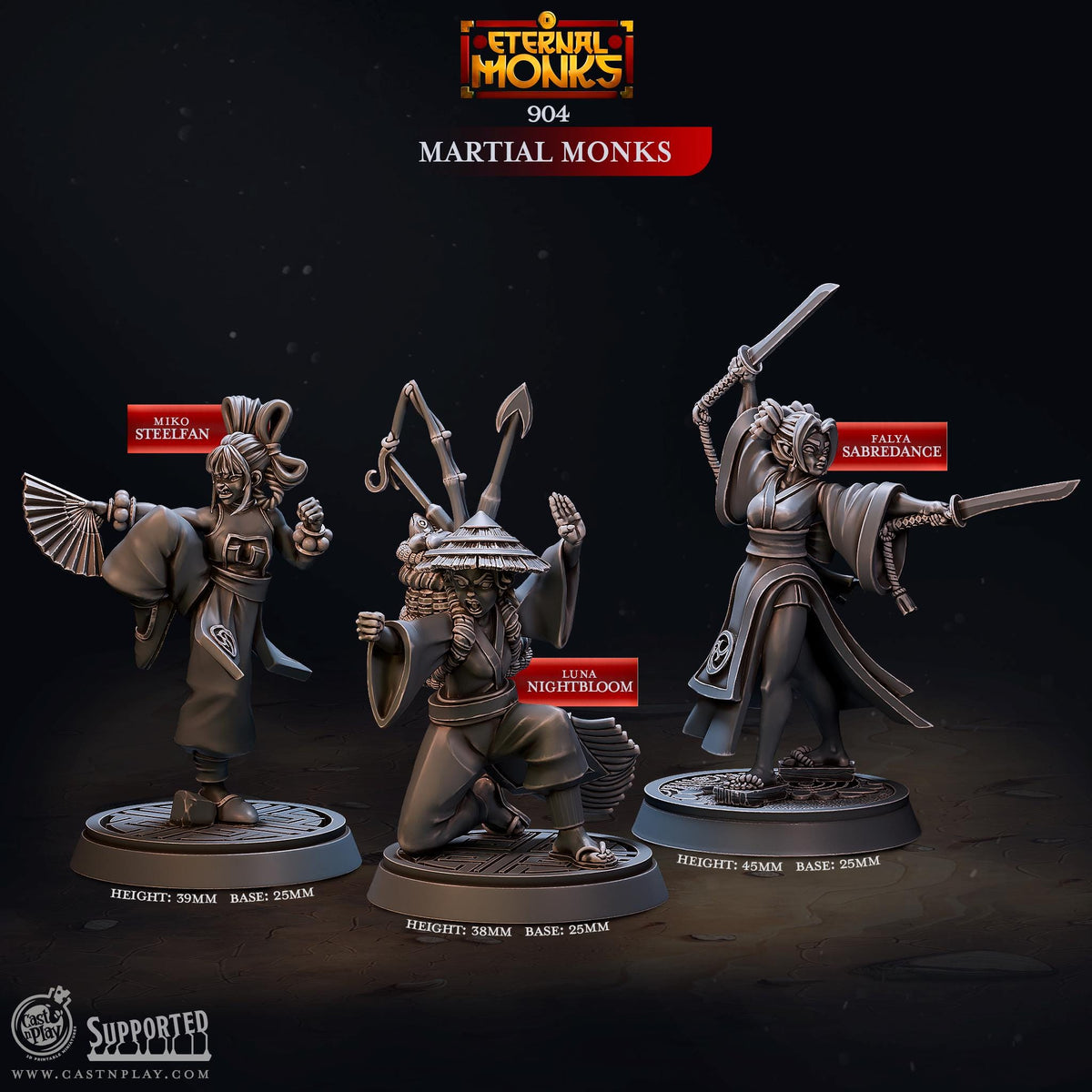 Female Monk Miniature - resin tabletop miniature front view