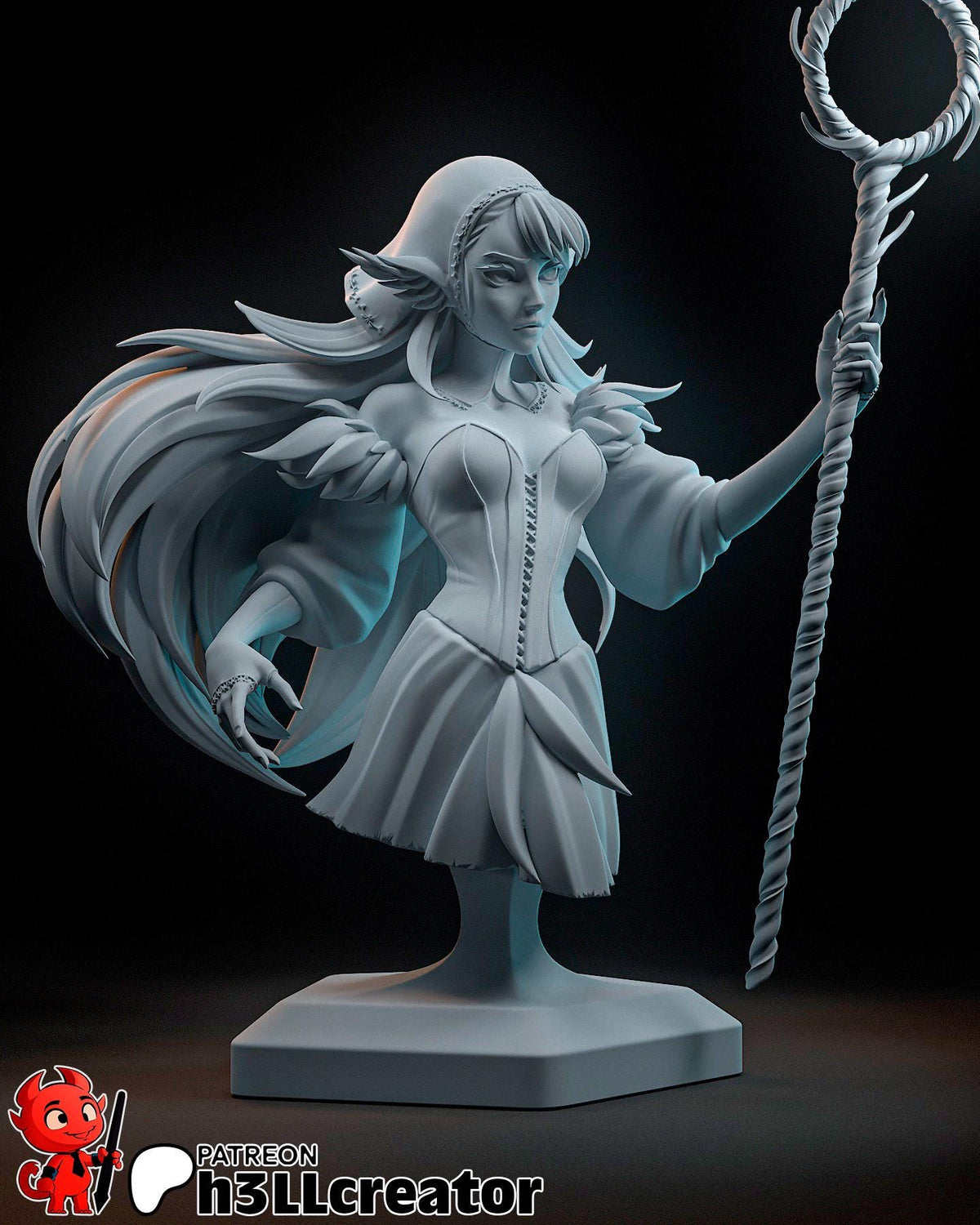 Marcille Bust - Delicious in Dungeon - 3D printed miniature detail view