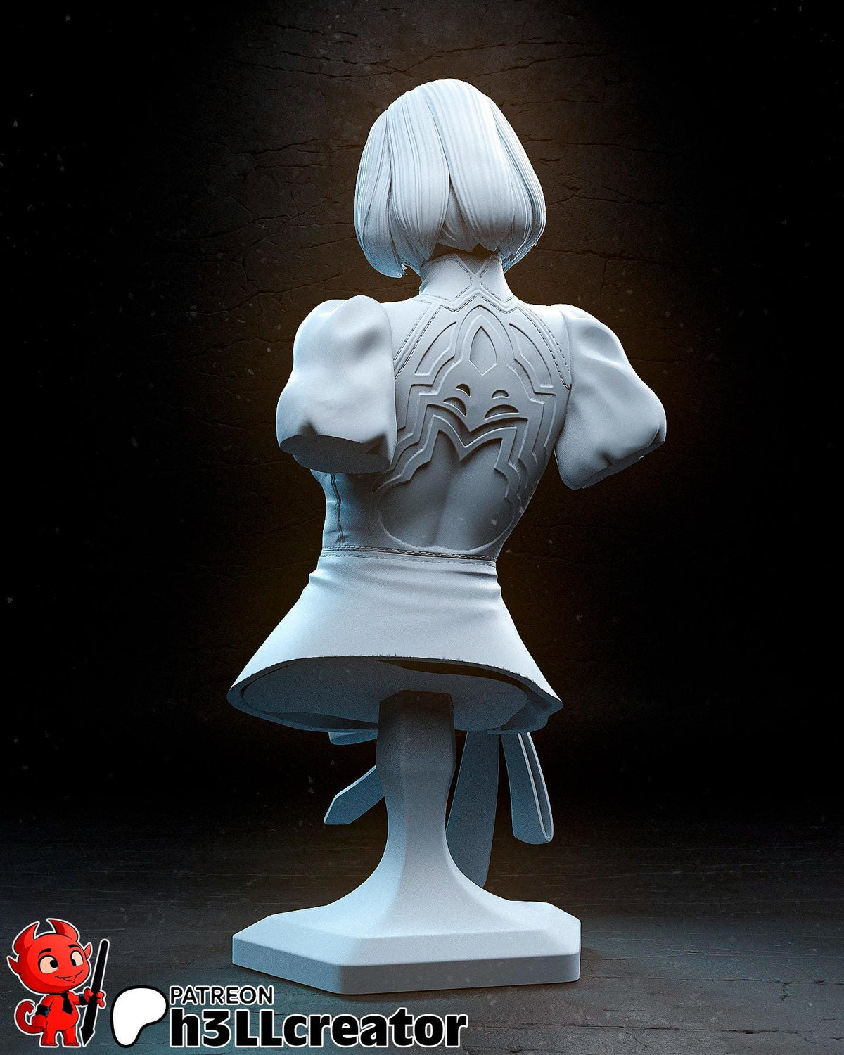 2B YoRHa No. 2 Type B Bust - 3D printed miniature detail view