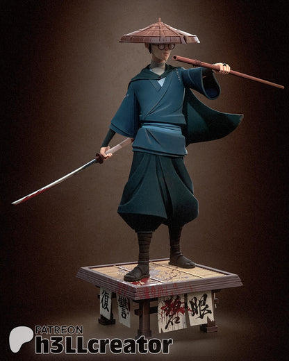 Mizu Blue Eye Samurai Figure - resin tabletop miniature alternate angle