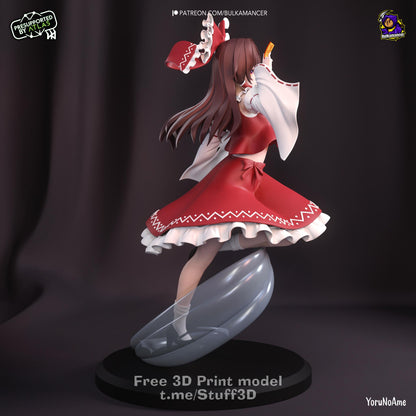 Reimu Hakurei Touhou Project Figure - 3D printed miniature detail view