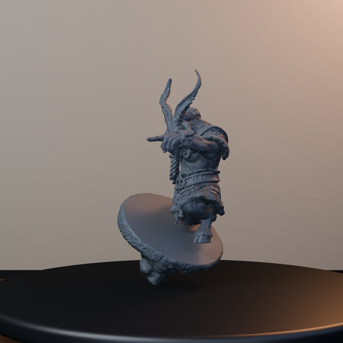 Goatmen Fantasy Miniatures - Goatman Pose 02 - back left three-quarter view