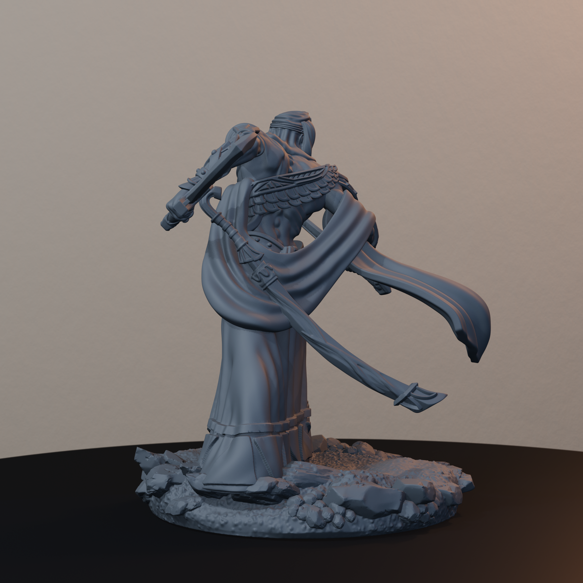 Sandmancer Aristocrats Egyptian Fantasy Miniatures - Sandmancer Aristocrat Pose 04 - back left three-quarter view
