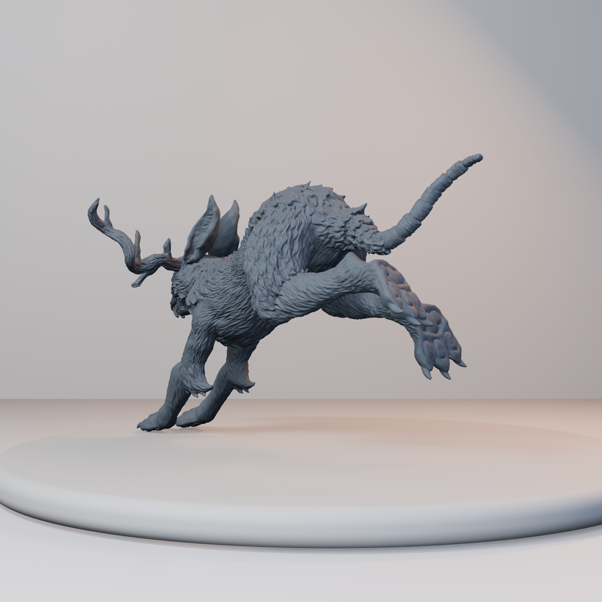 Jackalopes Fantasy Miniatures - Jackalope Pose 04 - back left three-quarter view