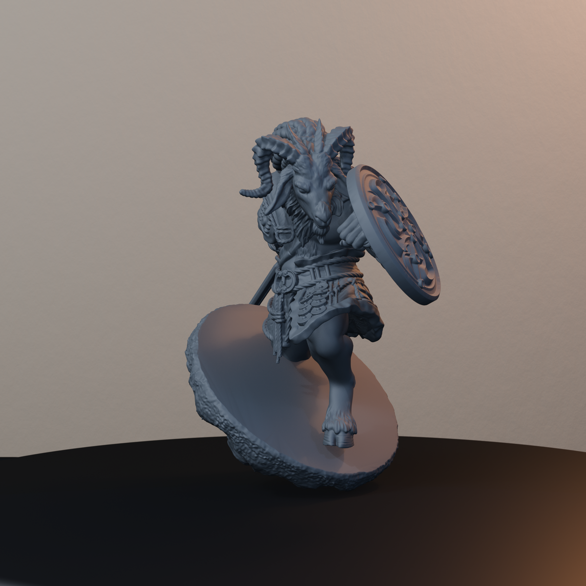 Goatmen Fantasy Miniatures - Goatman Pose 03 - back left three-quarter view