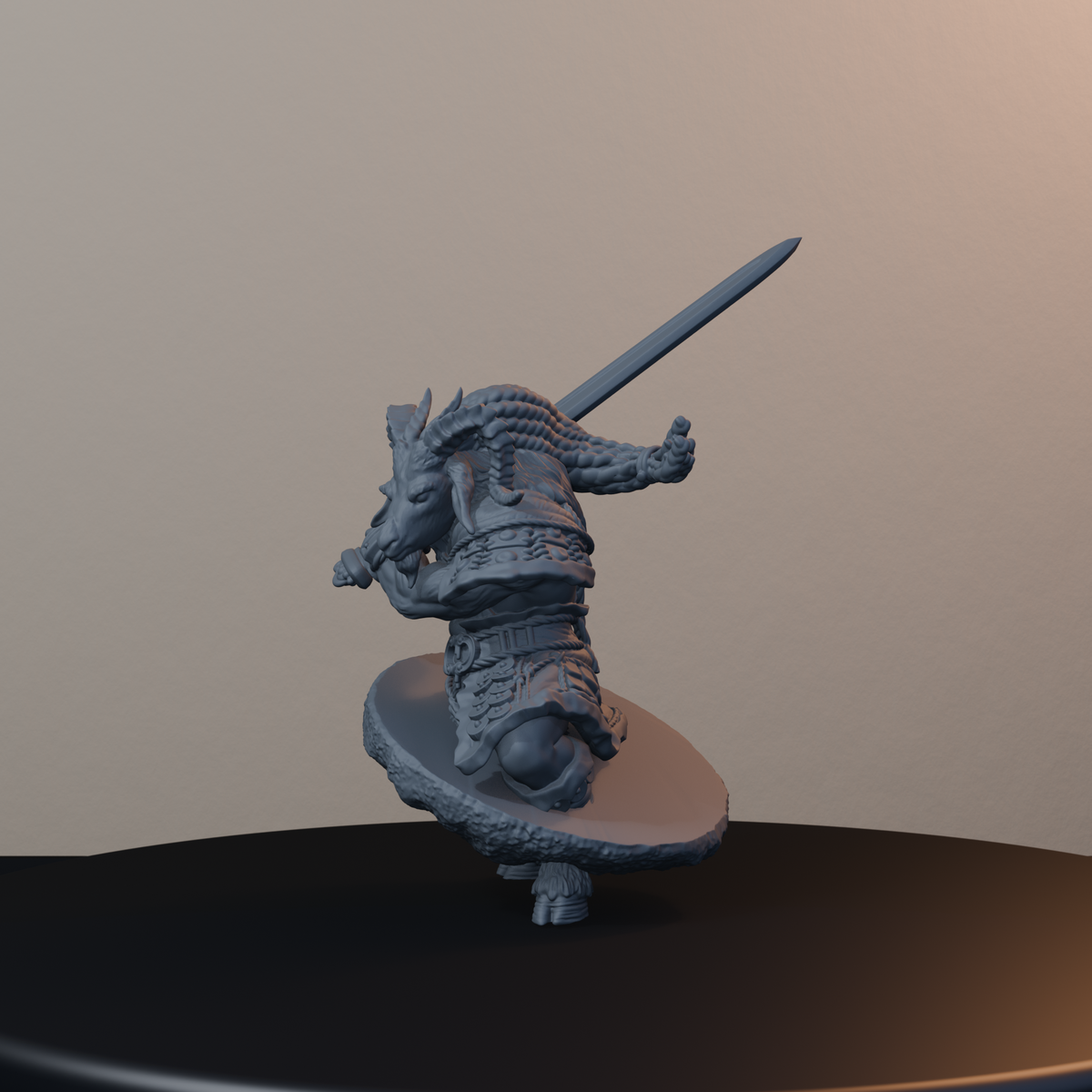 Goatmen Fantasy Miniatures - Goatman Pose 05 - back left three-quarter view