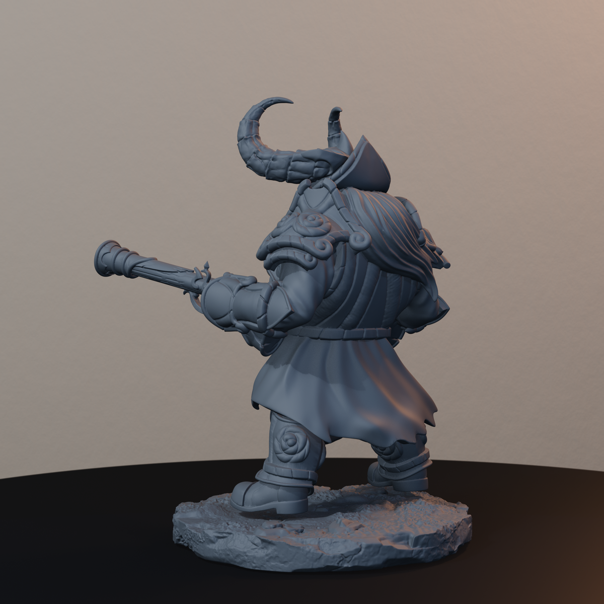 Steelbreaker Leadspitters Dwarf Miniatures - Steelbreaker Leadspitter Pose 01 - back left three-quarter view