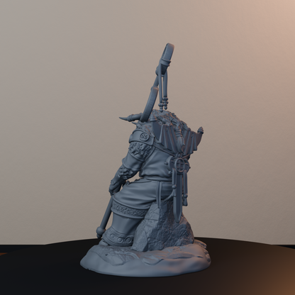 Yak Folk Fantasy Miniatures - Yak Folk Pose 01 - back left three-quarter view