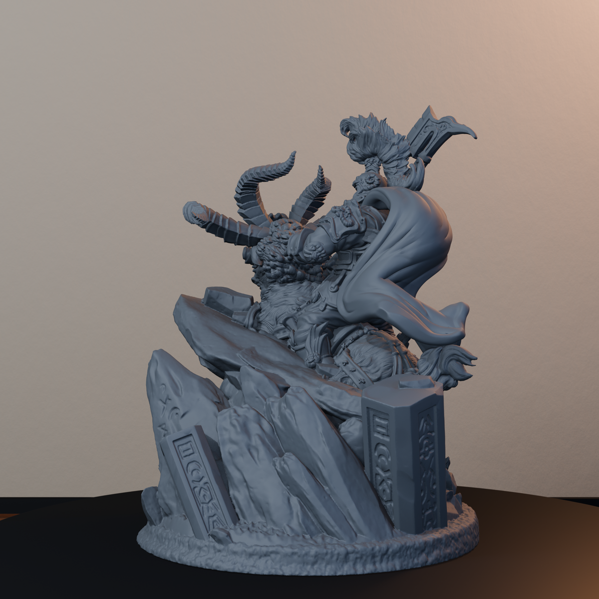 Steelbreaker Warriors Ram Riders Dwarf Miniatures - Steelbreaker Ram Rider Pose 01 - back left three-quarter view
