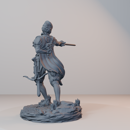 Archvillain Heroes Fantasy Miniatures - Isabetta of the Dawn (rapier,cross) - back left three-quarter view