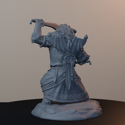 Yak Folk Fantasy Miniatures - Yak Folk Pose 03 - back left three-quarter view