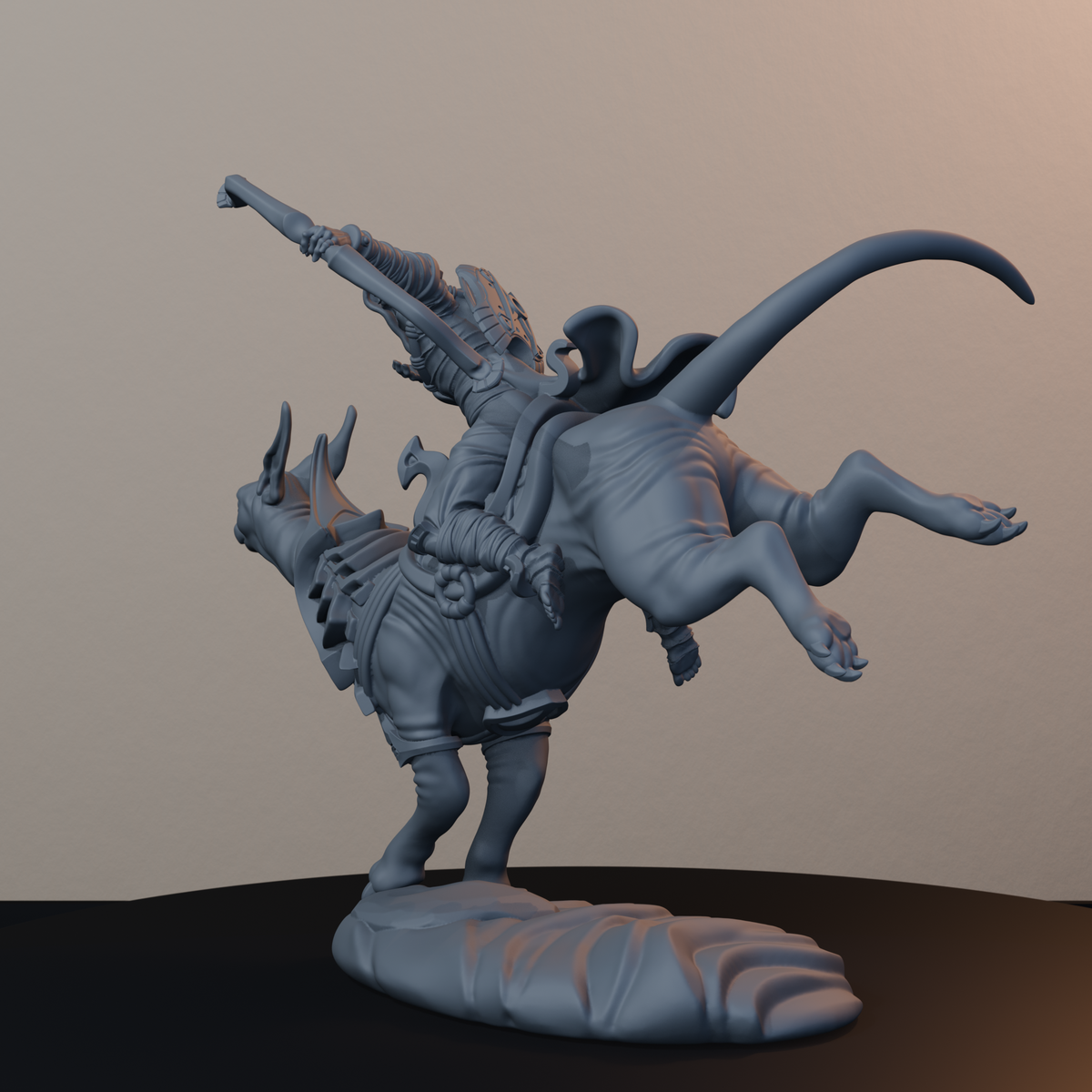 Salahari Riders Egyptian Fantasy Miniatures - Salahari Rider Pose 01 - back left three-quarter view
