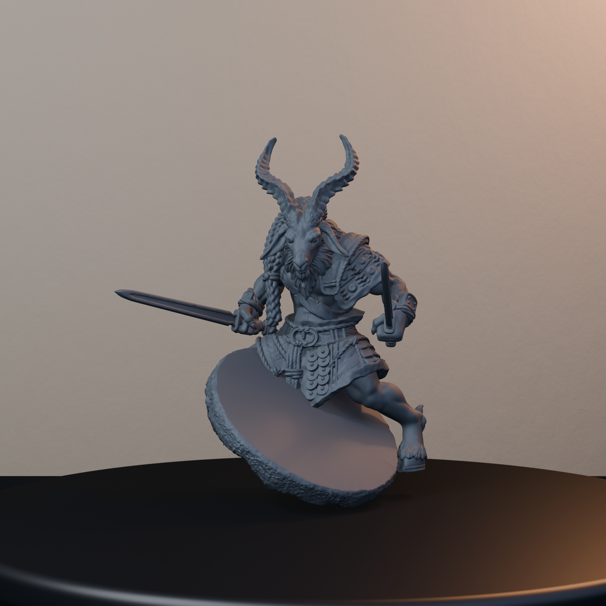 Goatmen Fantasy Miniatures - Goatman Pose 01 - back left three-quarter view