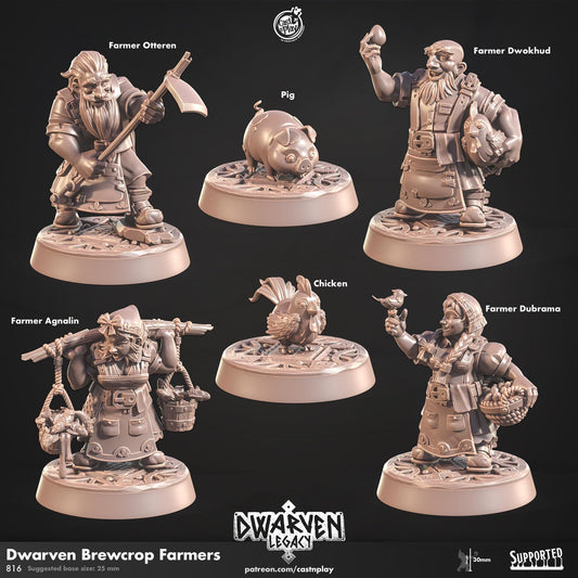 Dwarf Farmer Miniature - resin tabletop miniature front view