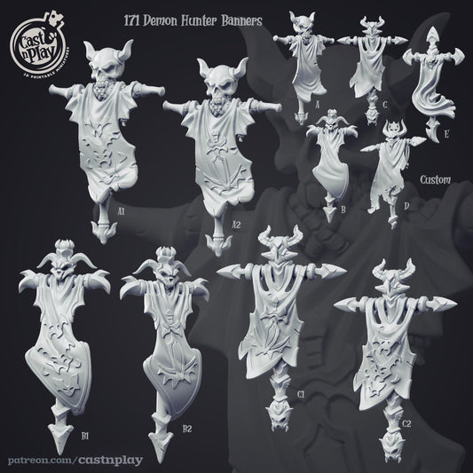 Demon Hunter Banner Scatter Terrain - resin tabletop miniature front view
