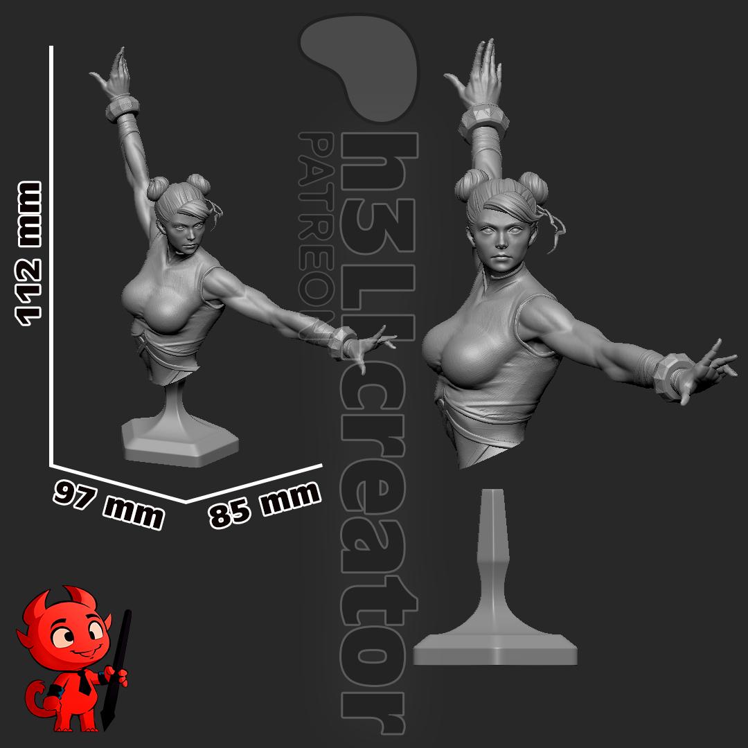 Chun Li Bust - Street Fighter - paintable tabletop miniature product view