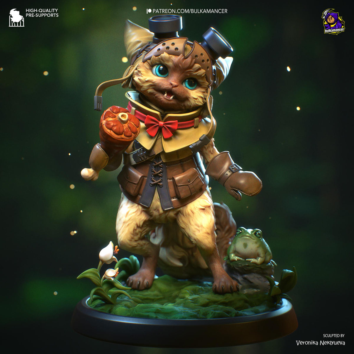 Palico and Toad Figure - Monster Hunter Wilds - resin tabletop miniature alternate angle