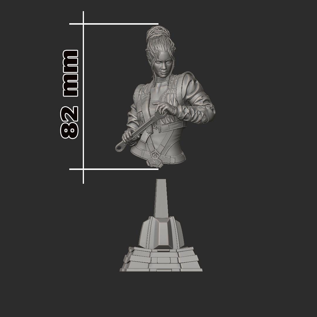 Panam Palmer Bust - Cyberpunk 2077 - 3D printed miniature detail view