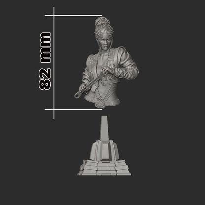 Panam Palmer Bust - Cyberpunk 2077 - 3D printed miniature detail view