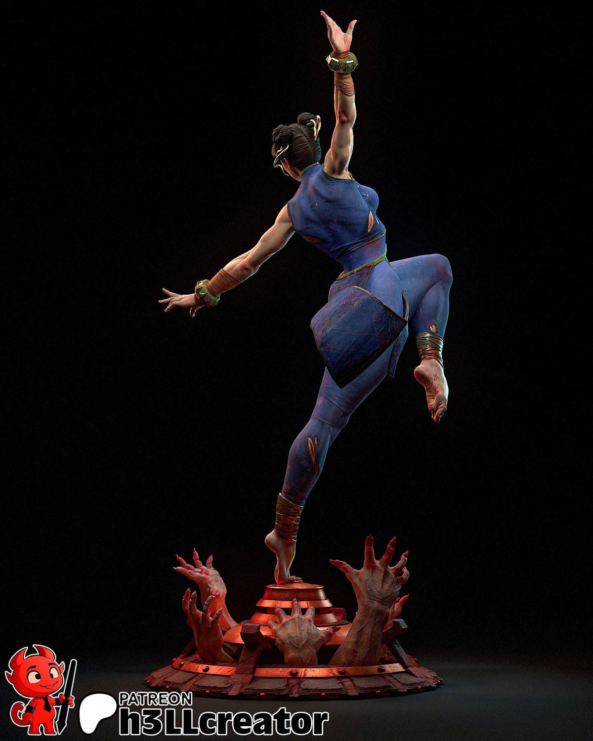 Chun Li Figure - Street Fighter - resin tabletop miniature alternate angle