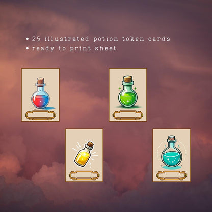 Potion Tokens - printable tabletop RPG resource preview